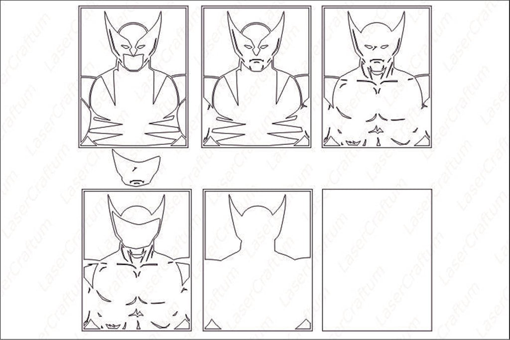 Wolverine Scratch Patterns Wolverine Layered Design for cutting - LaserCraftum