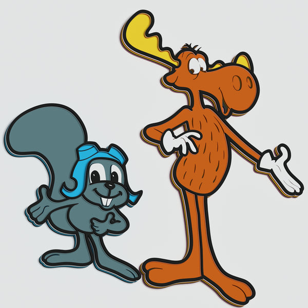Rocky and Bullwinkle Layered Design for cutting