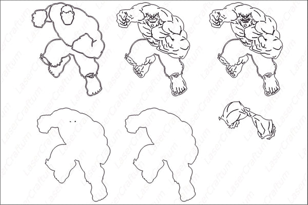 Simple Hulk Design Hulk v3 Layered Design for cutting - LaserCraftum