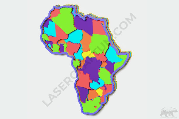 Africa Map Layered Design for cutting