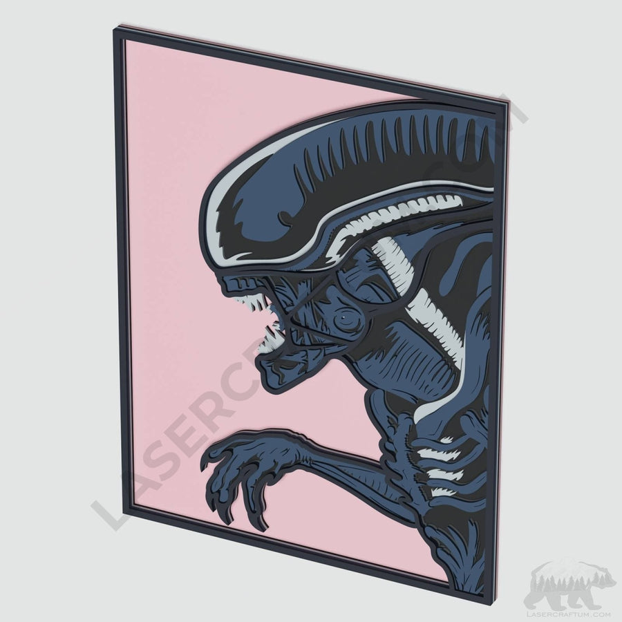 Alien Layered Design for cutting - LaserCraftum
