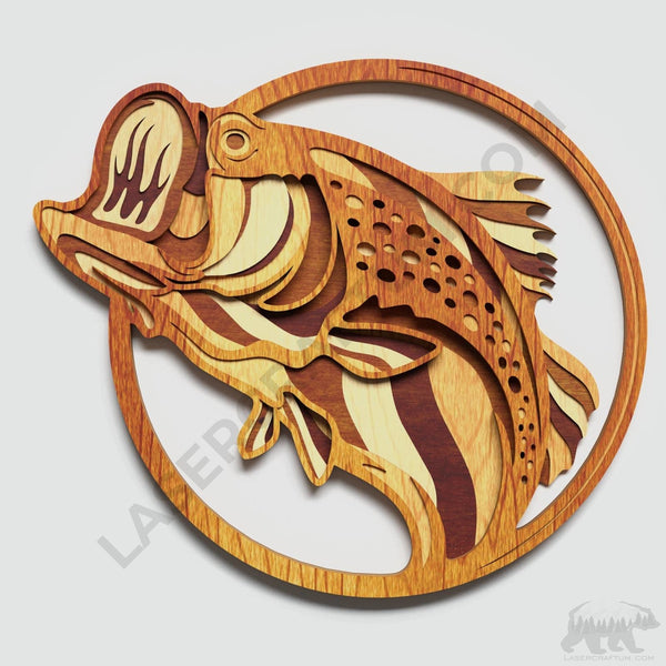 Bass Fish Layered Design for cutting - LaserCraftum
