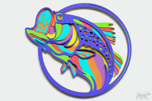 Bass Fish Layered Design for cutting