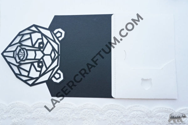 Bear envelope template for paper cutting - LaserCraftum
