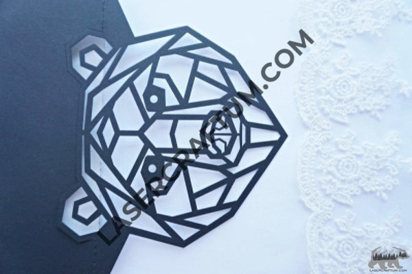 Bear envelope template for paper cutting - LaserCraftum