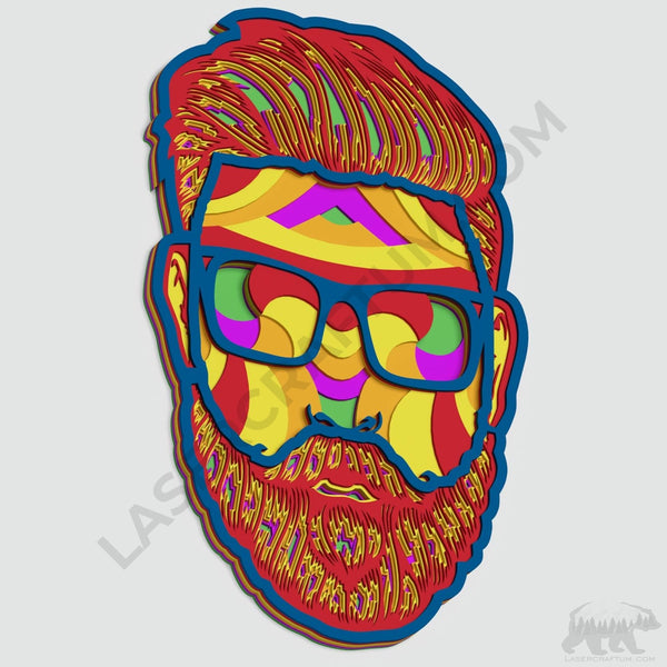 Bearded Man Layered Design for cutting