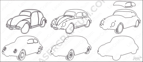 Beetle Car Layered Design for cutting