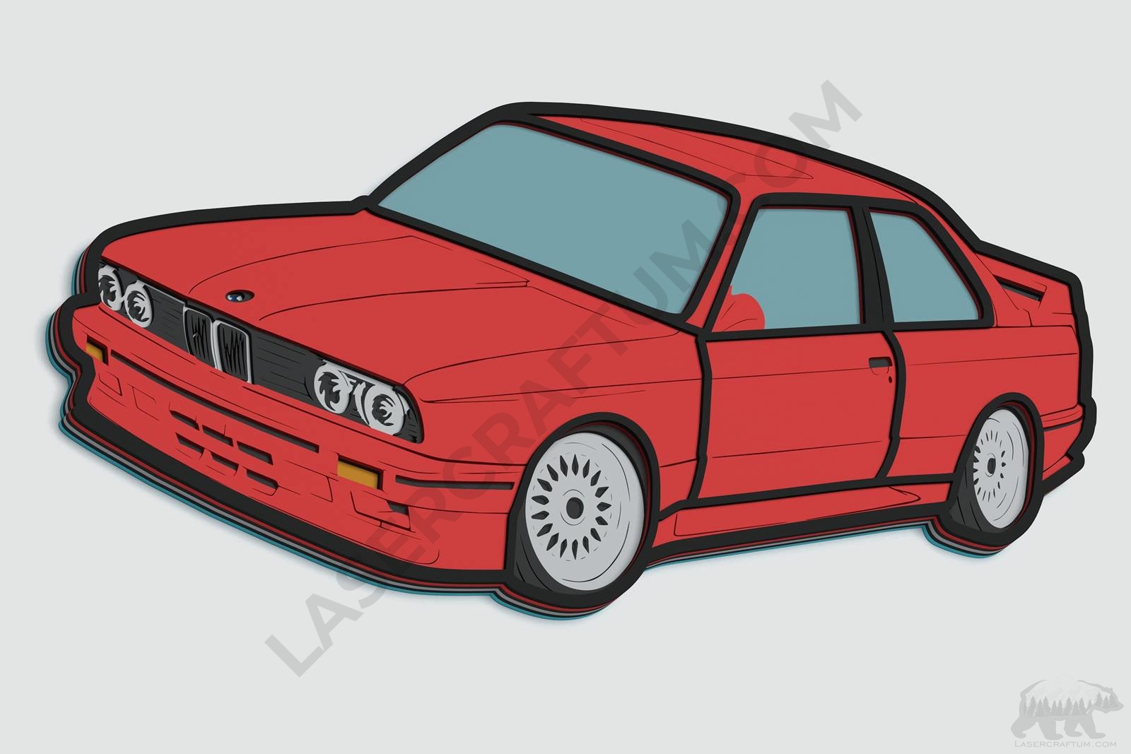 GC-1983 BMW M330/Z4限定版画サイン額装作家平右ヱ門 BMW E30 Layered Design for cutting - LaserCraftum