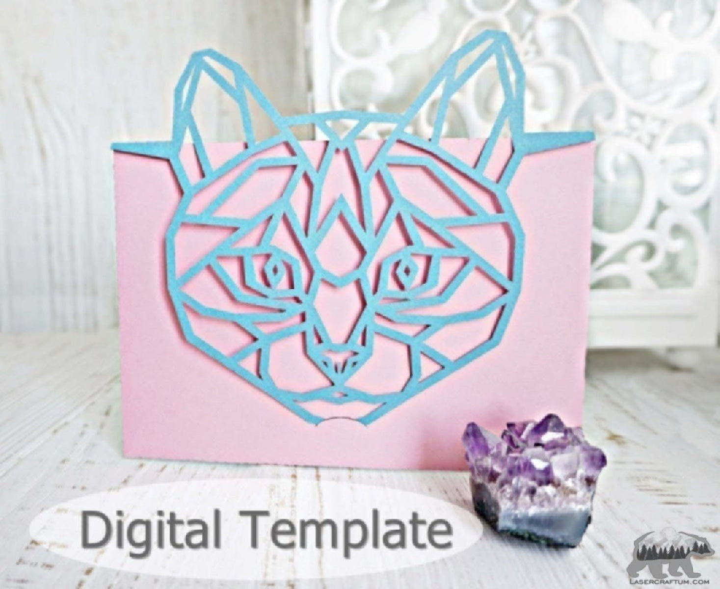 Cat envelope template for paper cutting - LaserCraftum
