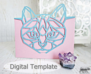 Cat envelope template for paper cutting - LaserCraftum