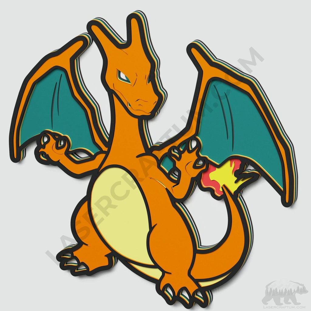 Charizard Pokemon Layered Design for cutting - LaserCraftum