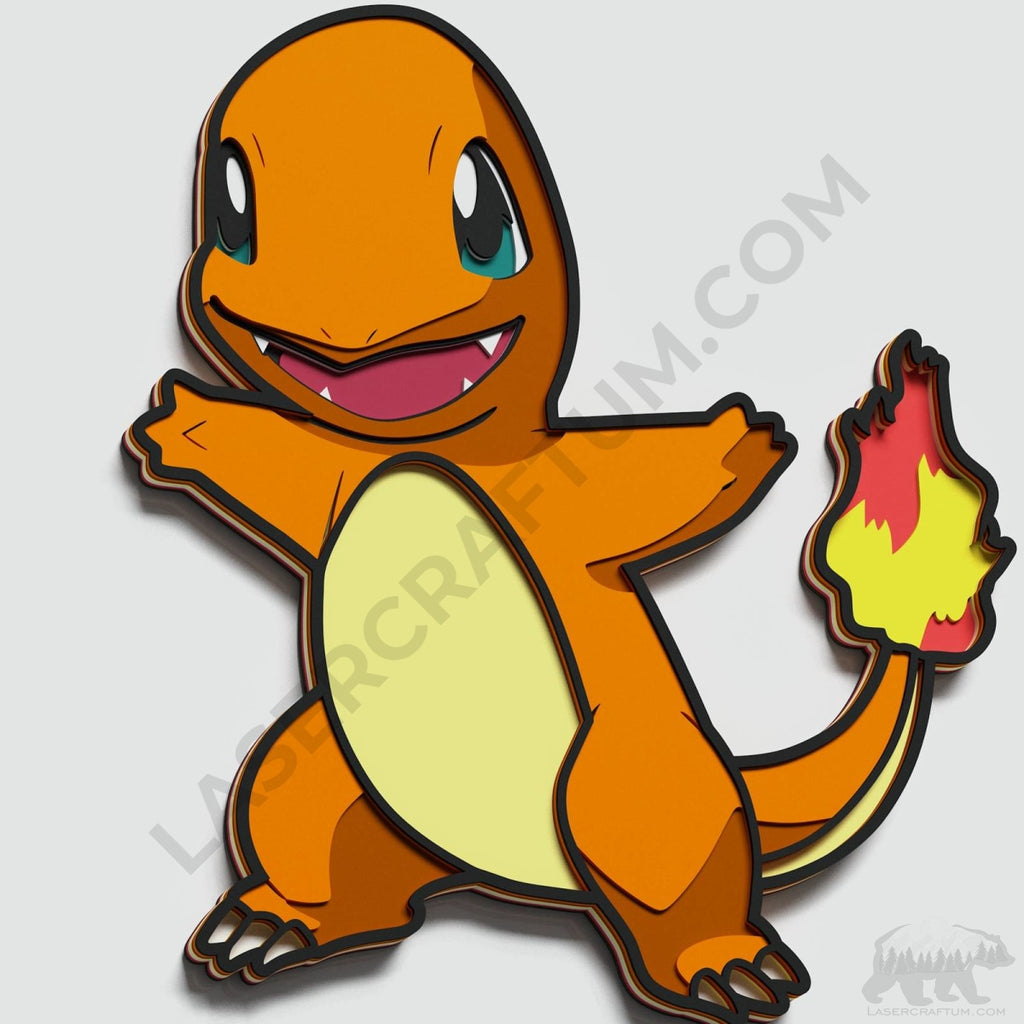 Charizard Pokemon Layered Design for cutting - LaserCraftum