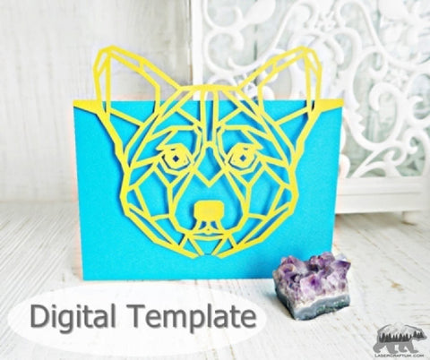 Corgi Dog envelope template for paper cutting - LaserCraftum