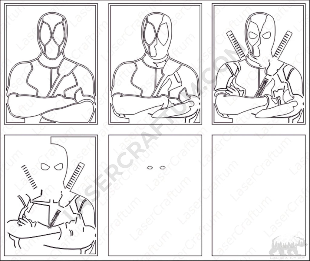 Deadpool Linocut Deadpool Layered Design for cutting - LaserCraftum