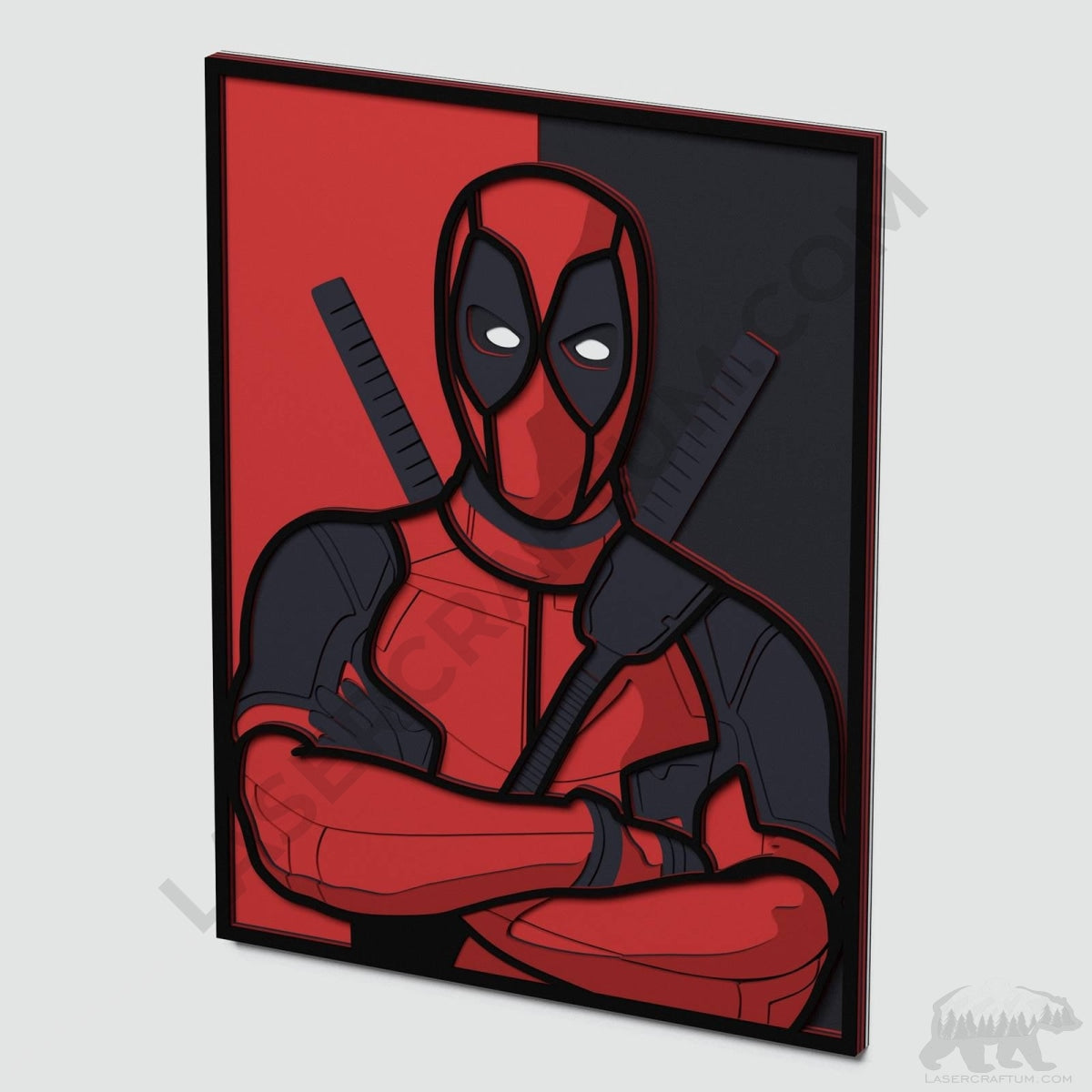 Deadpool Linocut Deadpool Layered Design for cutting - LaserCraftum