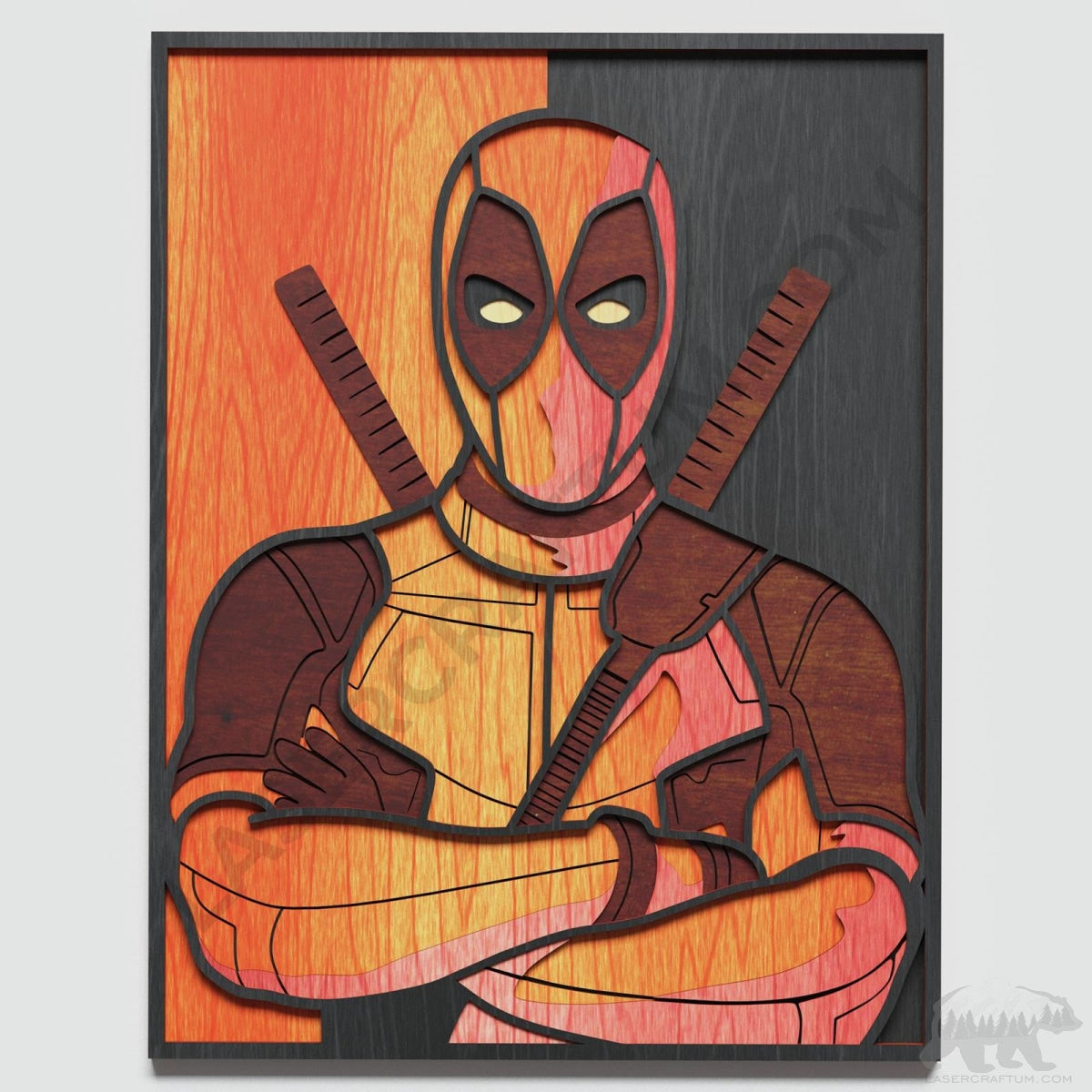Deadpool Linocut Deadpool Layered Design for cutting - LaserCraftum