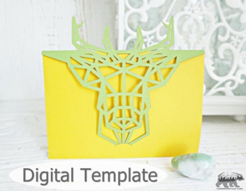 Deer envelope template for paper cutting - LaserCraftum