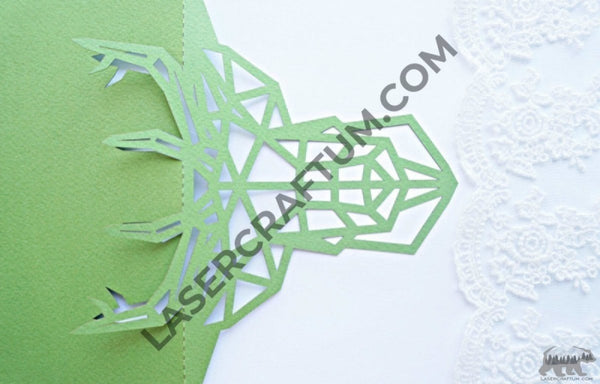 Deer envelope template for paper cutting - LaserCraftum
