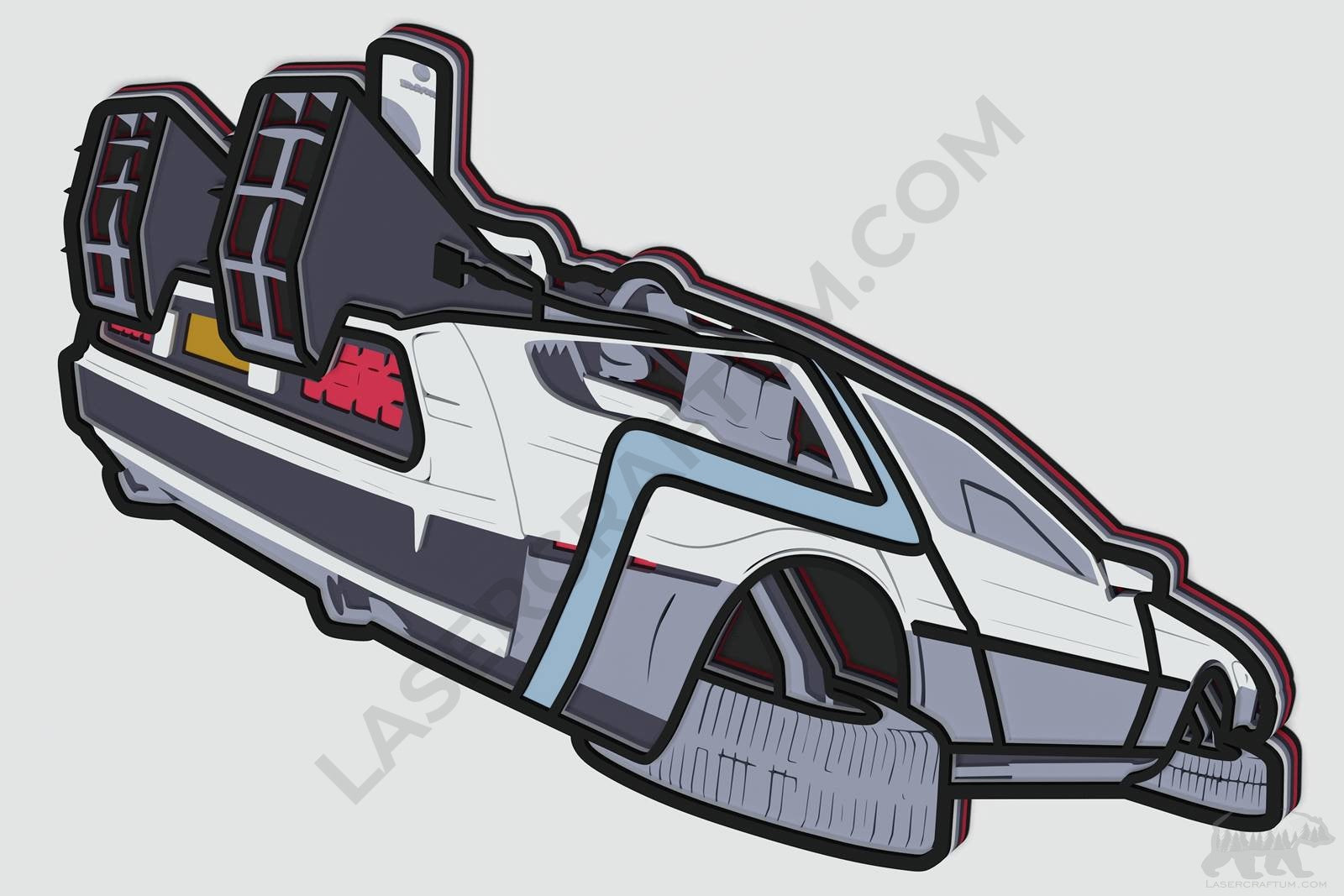 DeLorean Layered Design for cutting - LaserCraftum