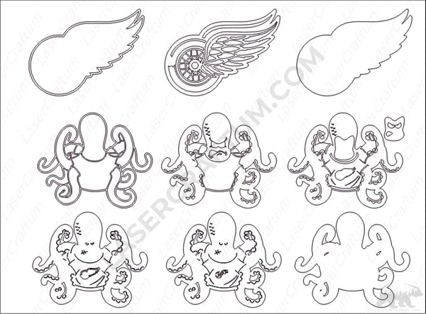 Detroit Red Wings Layered Design for cutting