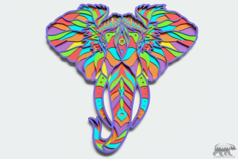 Elephant Head Multilayer Design for cutting - LaserCraftum