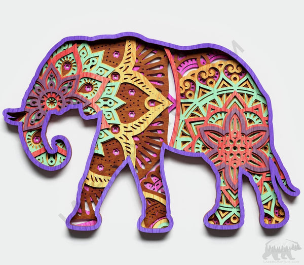 Elephant Multilayer Mandala Design for svg