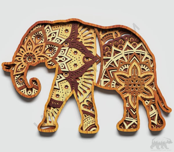 Elephant Multilayer Mandala Design for svg