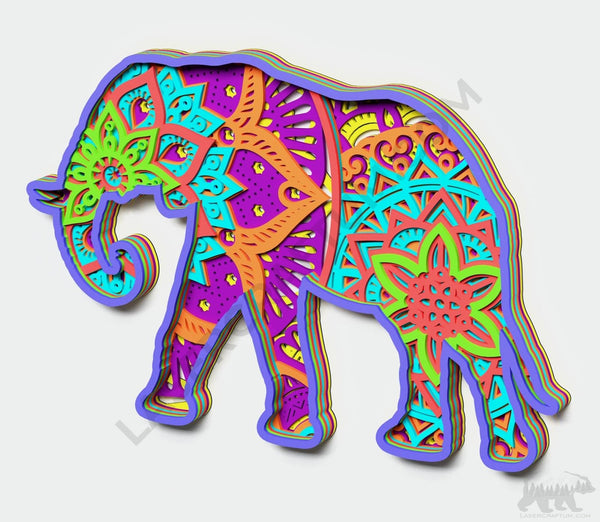 Elephant Multilayer Mandala Design for svg