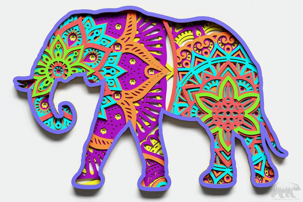 Elephant Multilayer Mandala Design for svg