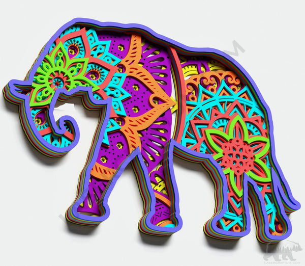 Elephant Multilayer Mandala Design for svg