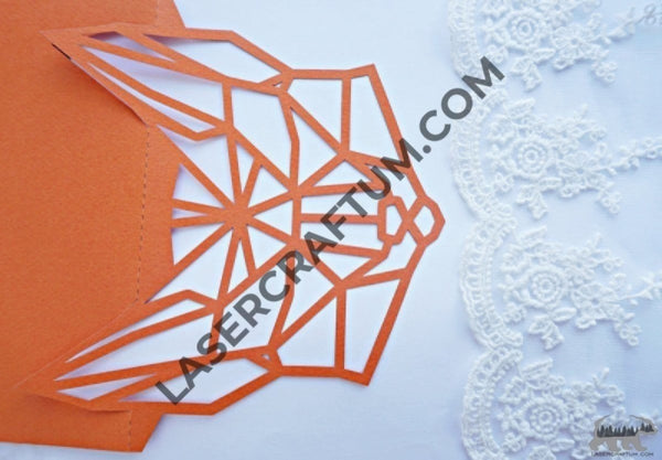 Fox envelope template for paper cutting - LaserCraftum