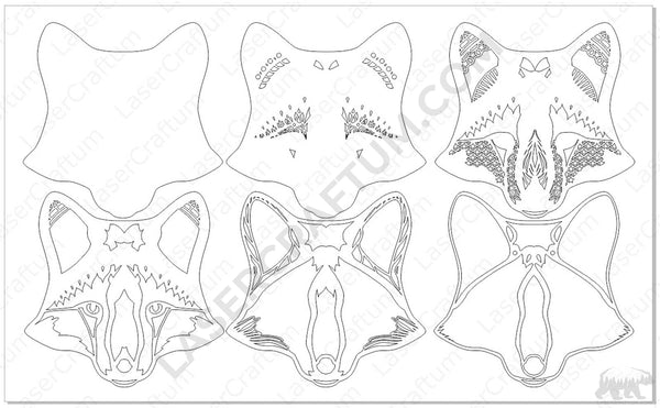 Fox Head Layered Design for cutting