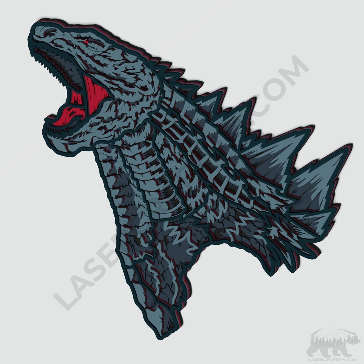 Godzilla Color Pattern Godzilla Layered Design for cutting - LaserCraftum