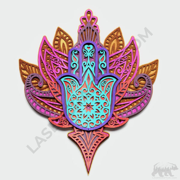 Hamsa Hand Lotus Layered Design for cutting