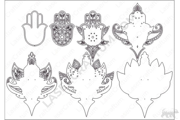 Hamsa Hand Lotus Layered Design for cutting