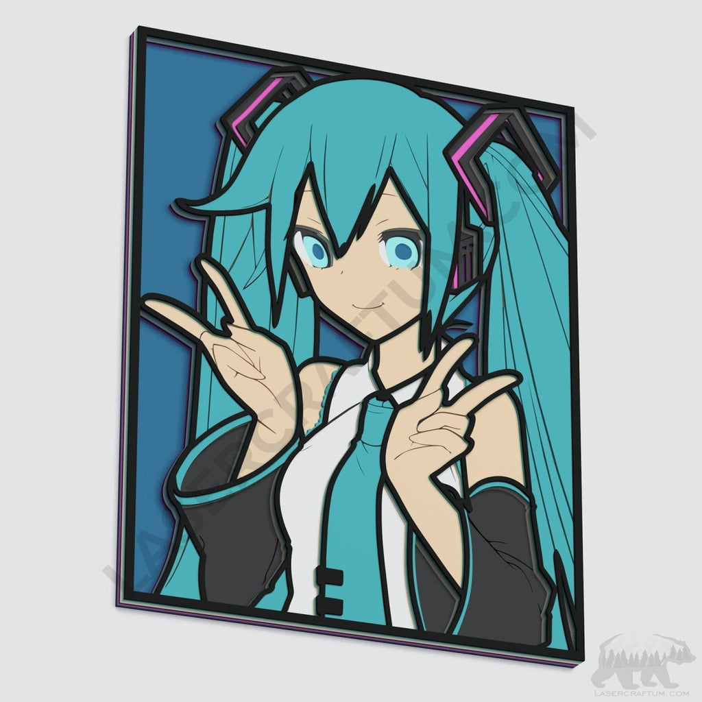 Miku Ruler Hatsune Miku Layered Design for cutting - LaserCraftum