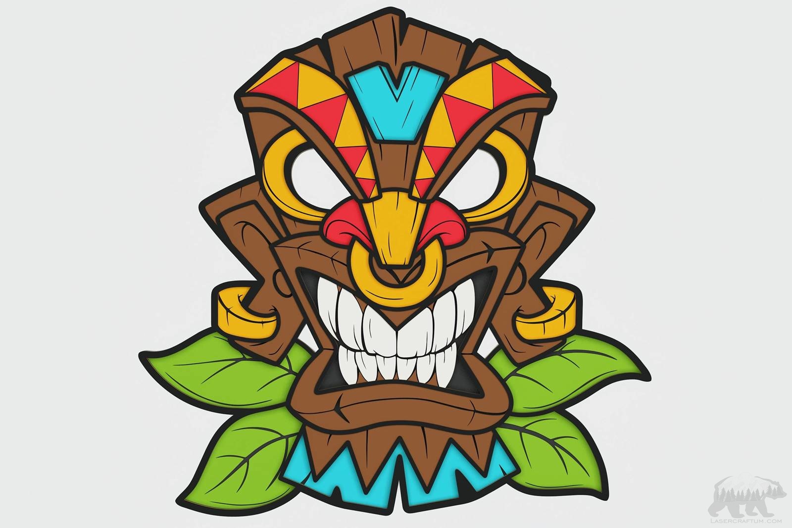 Hawaiian Tiki Mask Layered Design for cutting