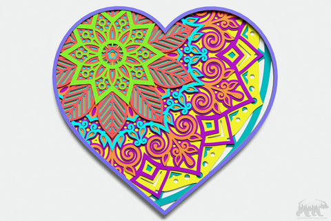 Heart Multilayer Mandala Design for cutting