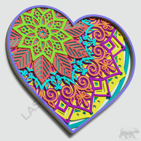 Heart Multilayer Mandala Design for cutting