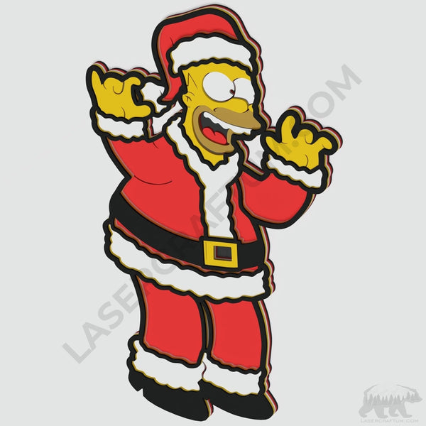 Homer Santa Claus Layered Design for cutting