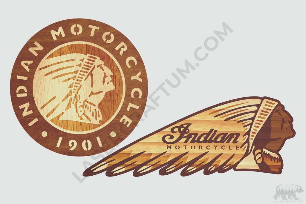 Indian Motorcycle Logo Layered Design for cutting - LaserCraftum