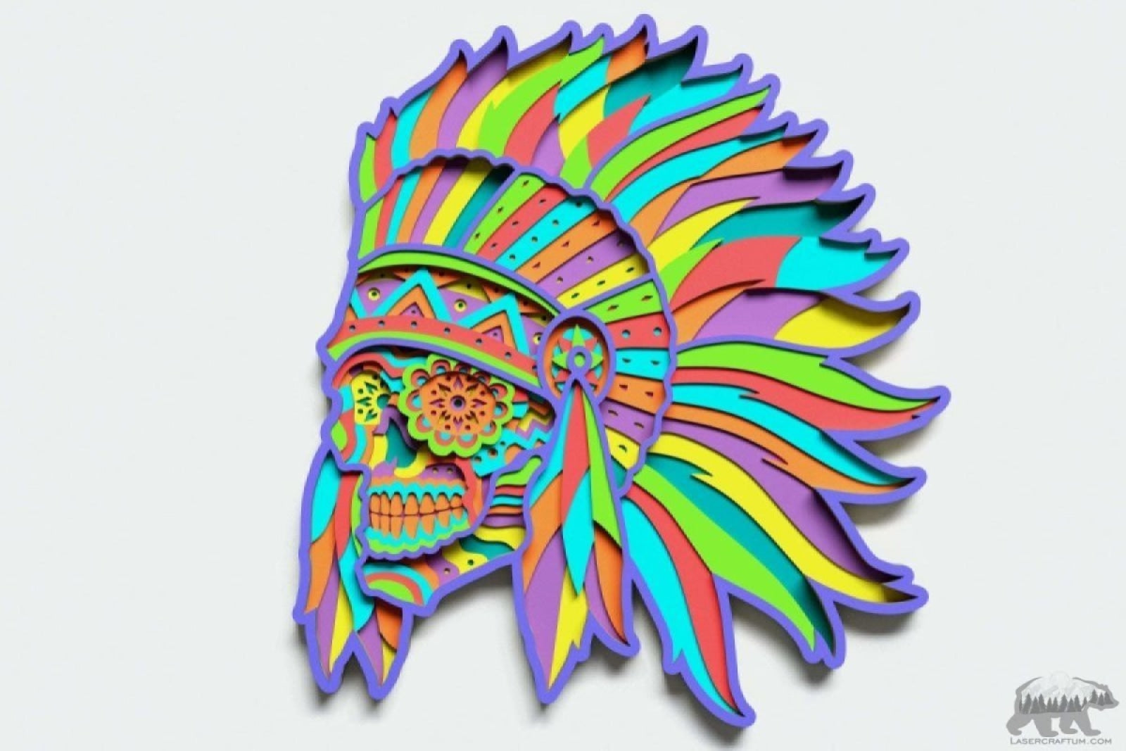 Indian Sugar Skull Multilayer Design for cutting - LaserCraftum