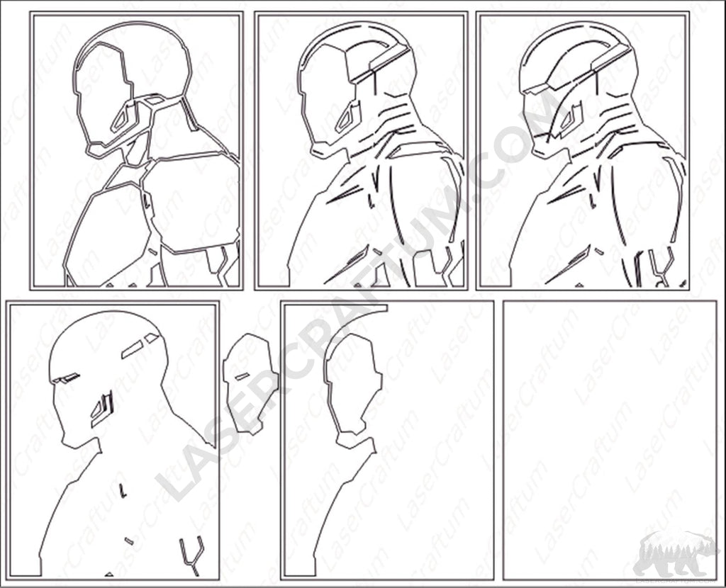 Iron Man Sample Layout Iron Man Profile Layered Design for cutting - LaserCraftum