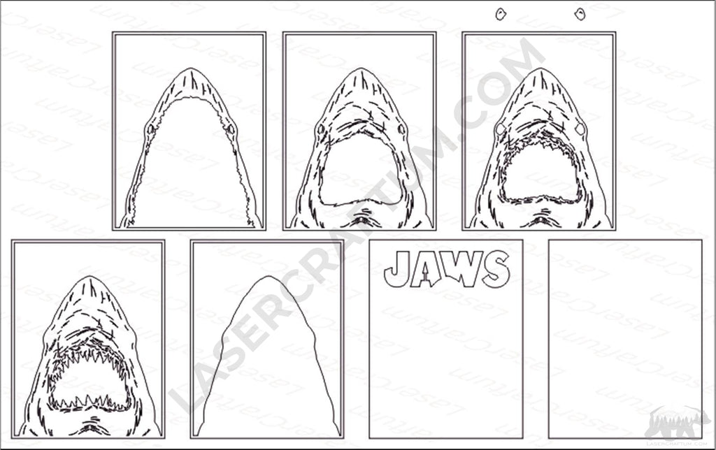 Jaws Pattern Jaws Layered Design for cutting - LaserCraftum