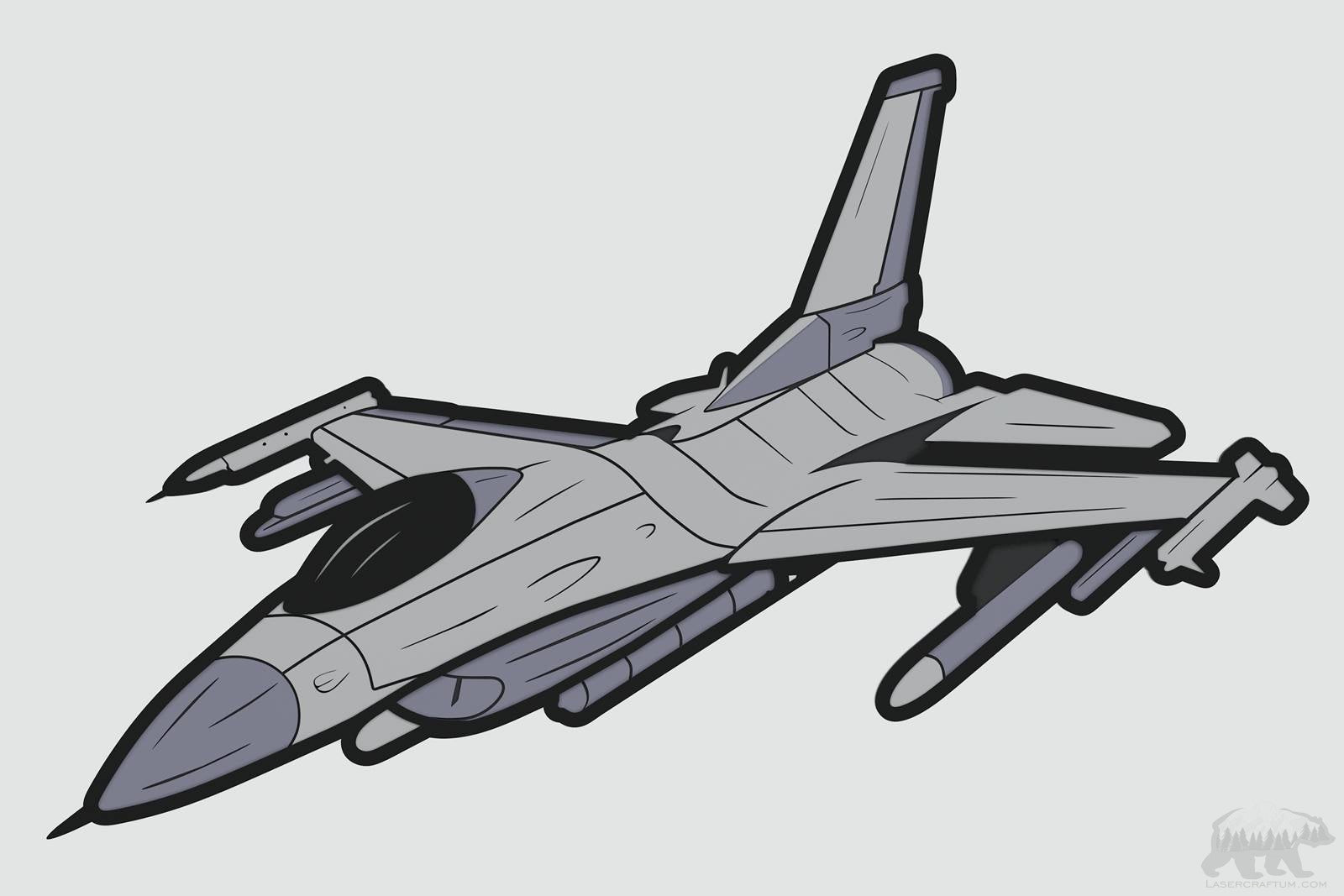 Jet Fighter Layered Design for cutting