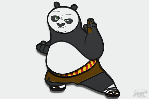 Kung Fu Panda. Free Layered Design for cutting