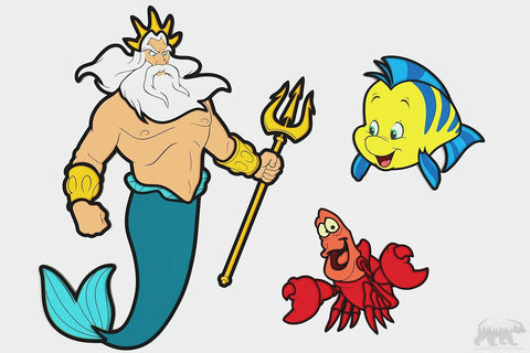 Little Mermaid Characters Layered Design for cutting