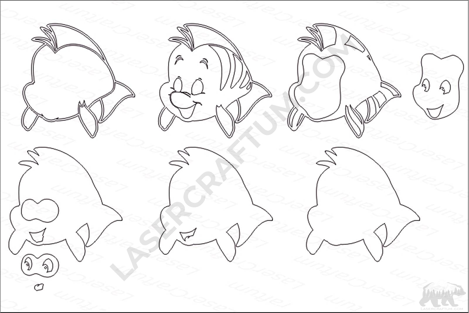 Little Mermaid Characters Layered Design for cutting LaserCraftum