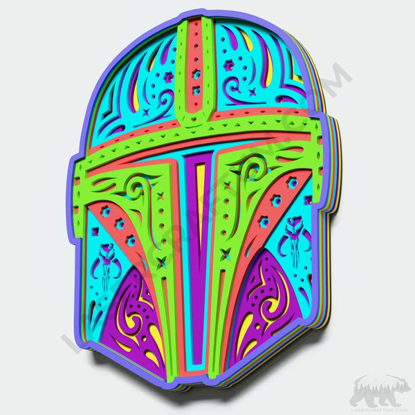 Mandalorian Helmet Layered Design for cutting