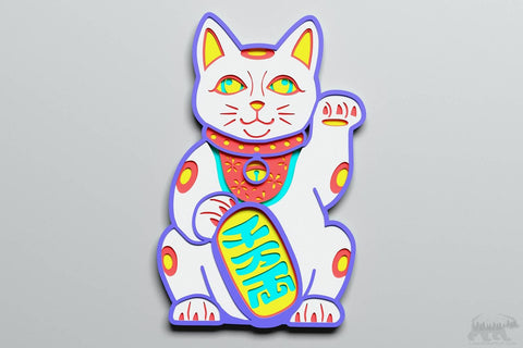 Maneki-Neko Cat Layered Design for cutting